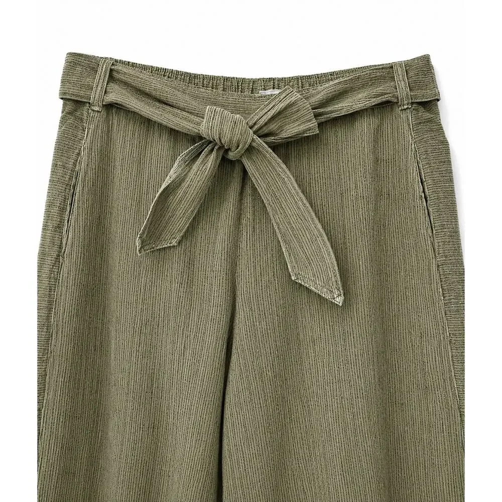 Anthropologie Olive Green Linen Blend Tie Waist Wide Leg Crop Pants Small ✨ 🫒🌿 - Picture 5 of 16